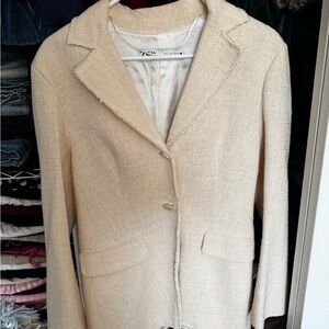 Zara Cream Textured Blazer